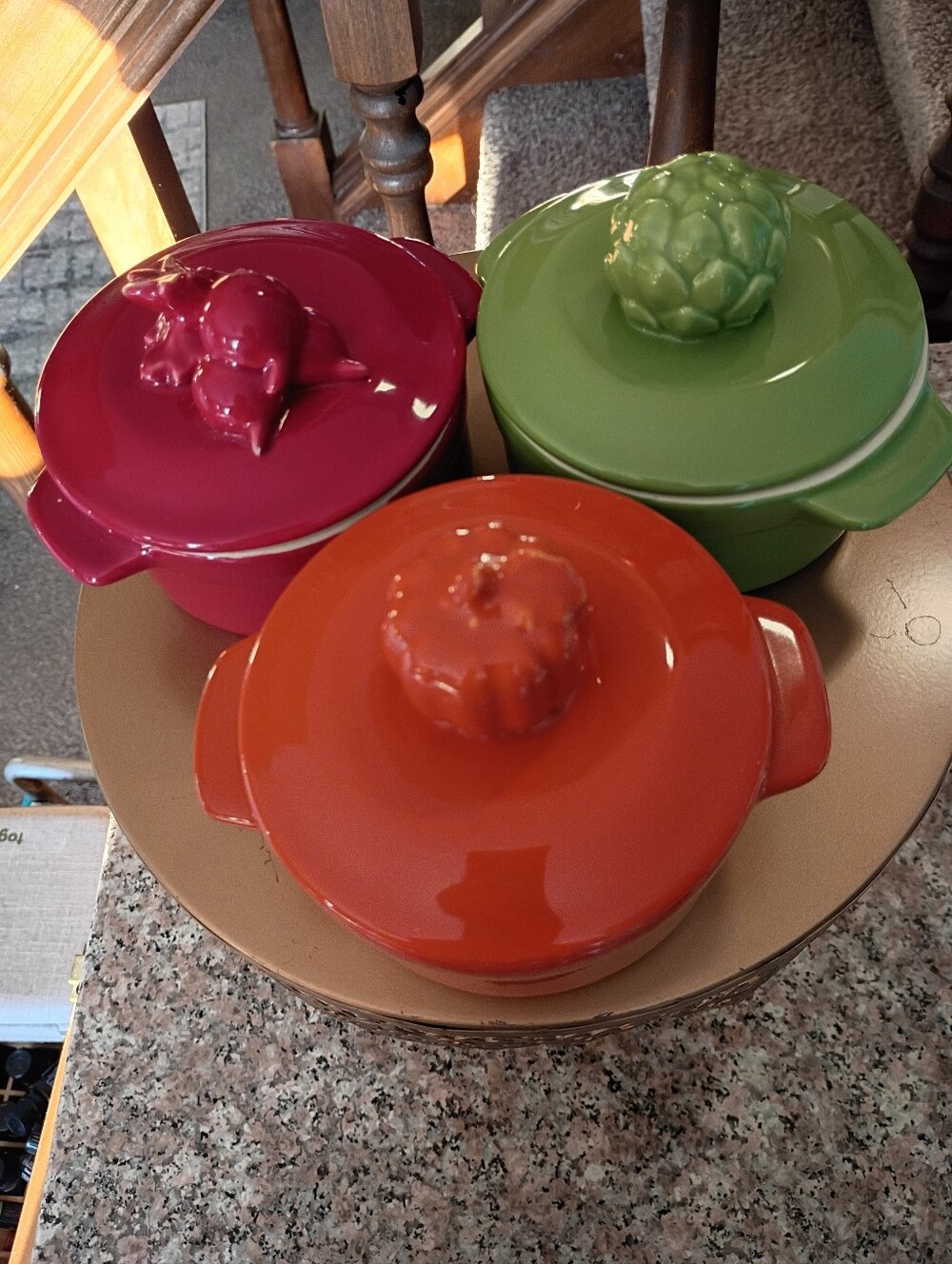 Food Network Stoneware Crock Bowls W Decorative Lids, Fall Colors